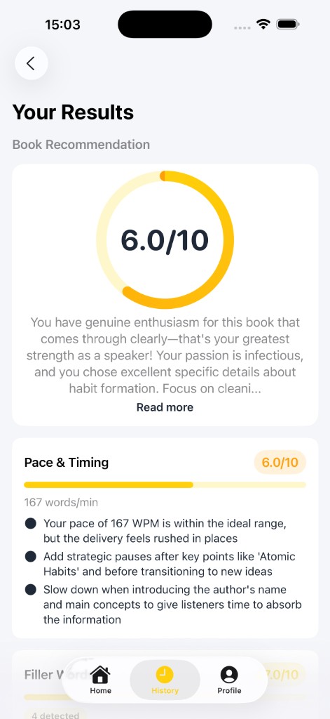 Your Results screen